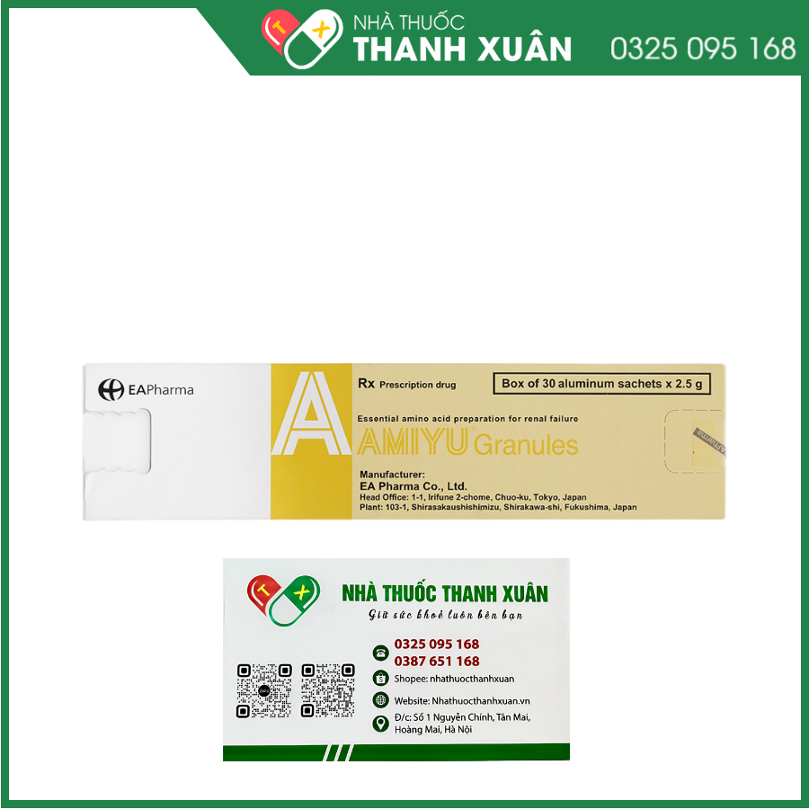 Thuốc cốm AMIYU Granules cung cấp các acid amin trong suy thận mạn tính